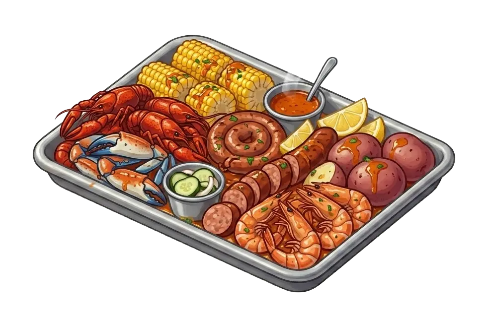 Seafood boil tray
